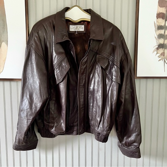 Collezioni Vintage Leather Dark Brown Mens Bomber Aviator Jacket - Picture 1 of 6